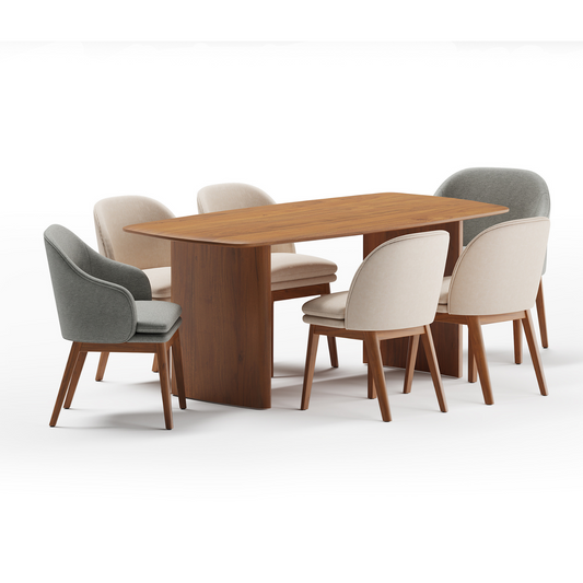 Anish Dining Table With 4 Wayane Chair and 2 Wayane Chair With Arm