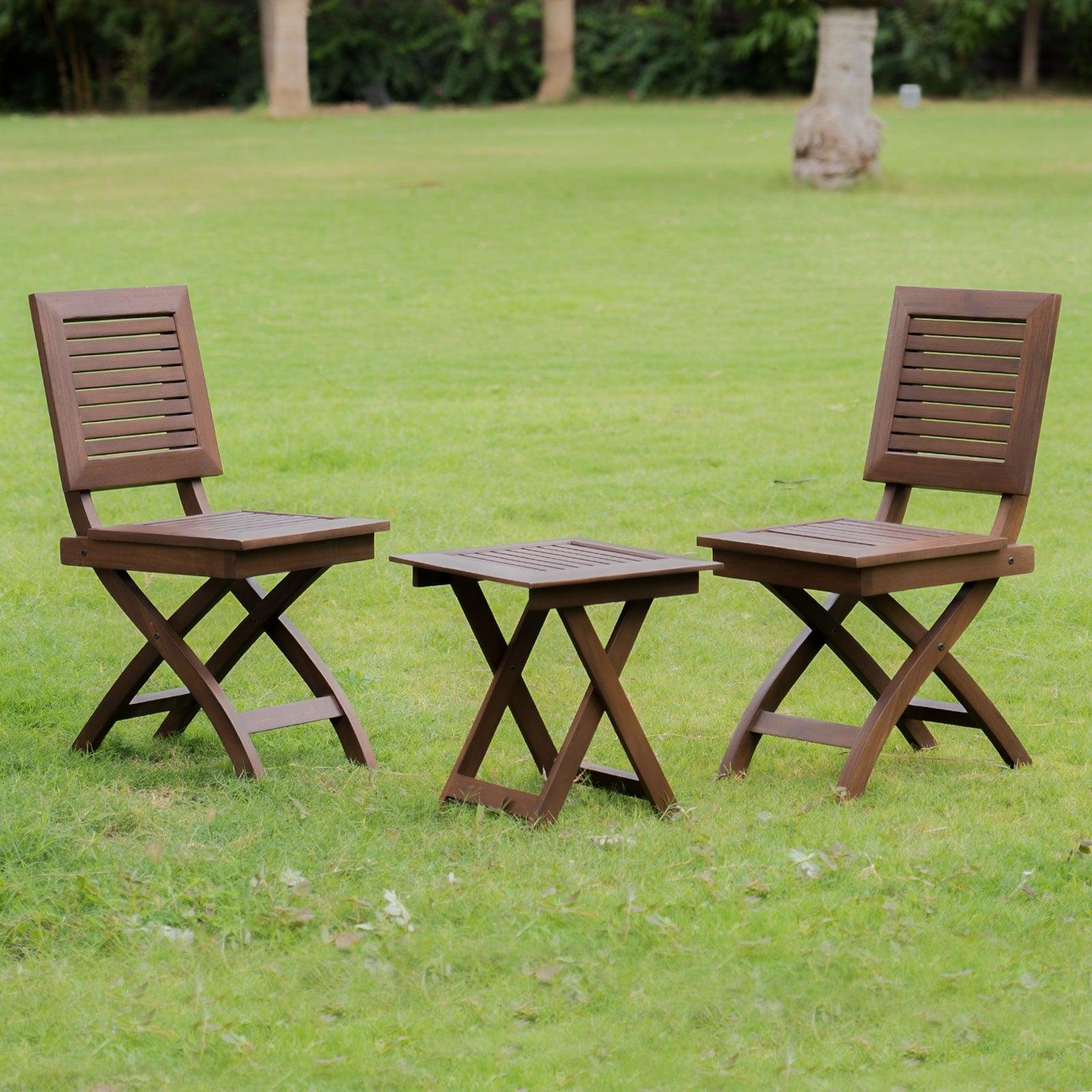 Alfresco Outdoor Folding Square Stool With 2 Square Chair