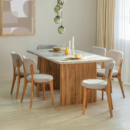Hiro Marble Top Dining Table 6 Seater