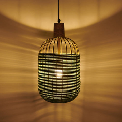 Henka Green Hanging Lamp Tall - Orange Tree Home Pvt. Ltd.
