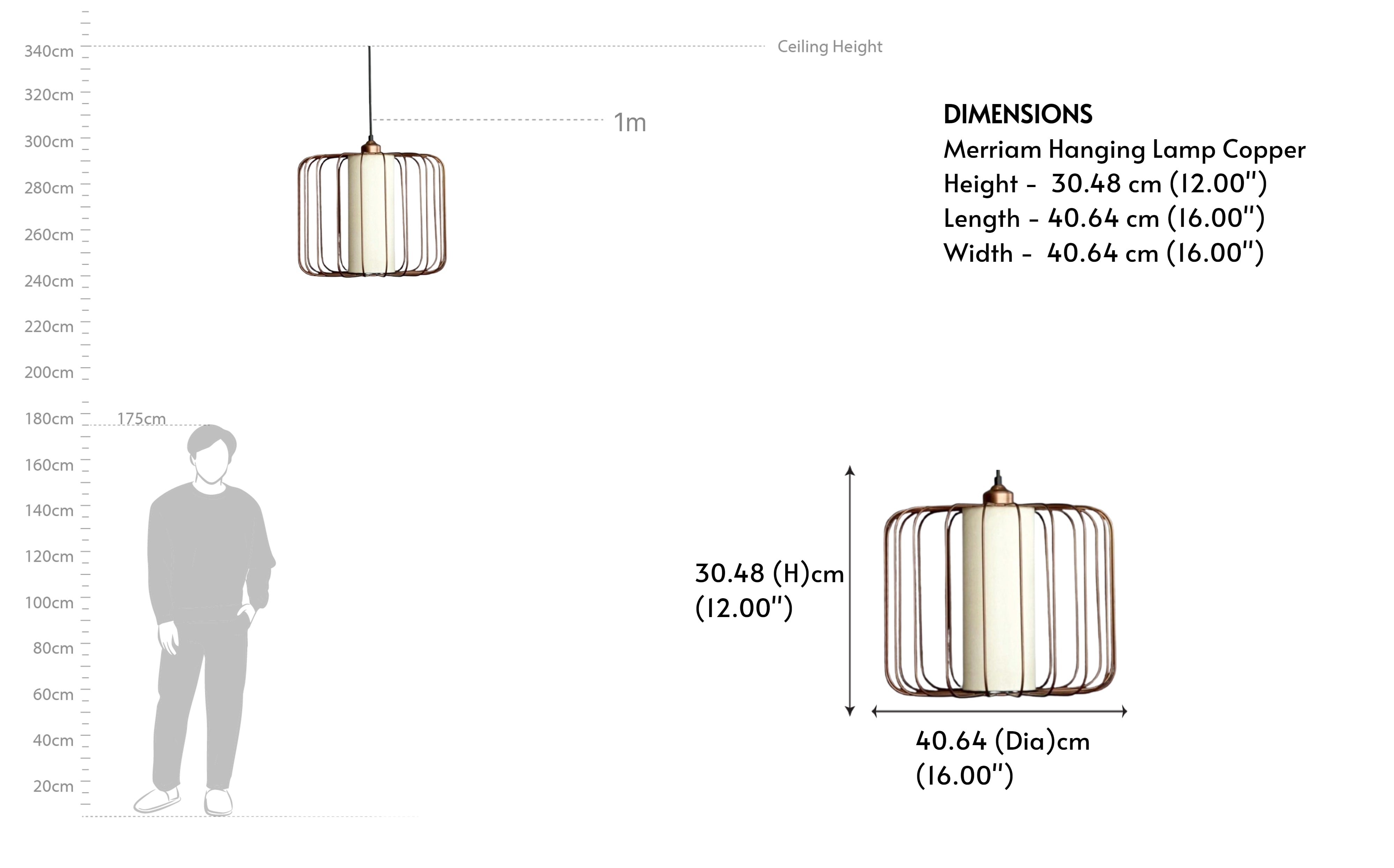 Buy Merriam Metal Copper Hanging Lamp - Close shot - from right angle - Orange Tree