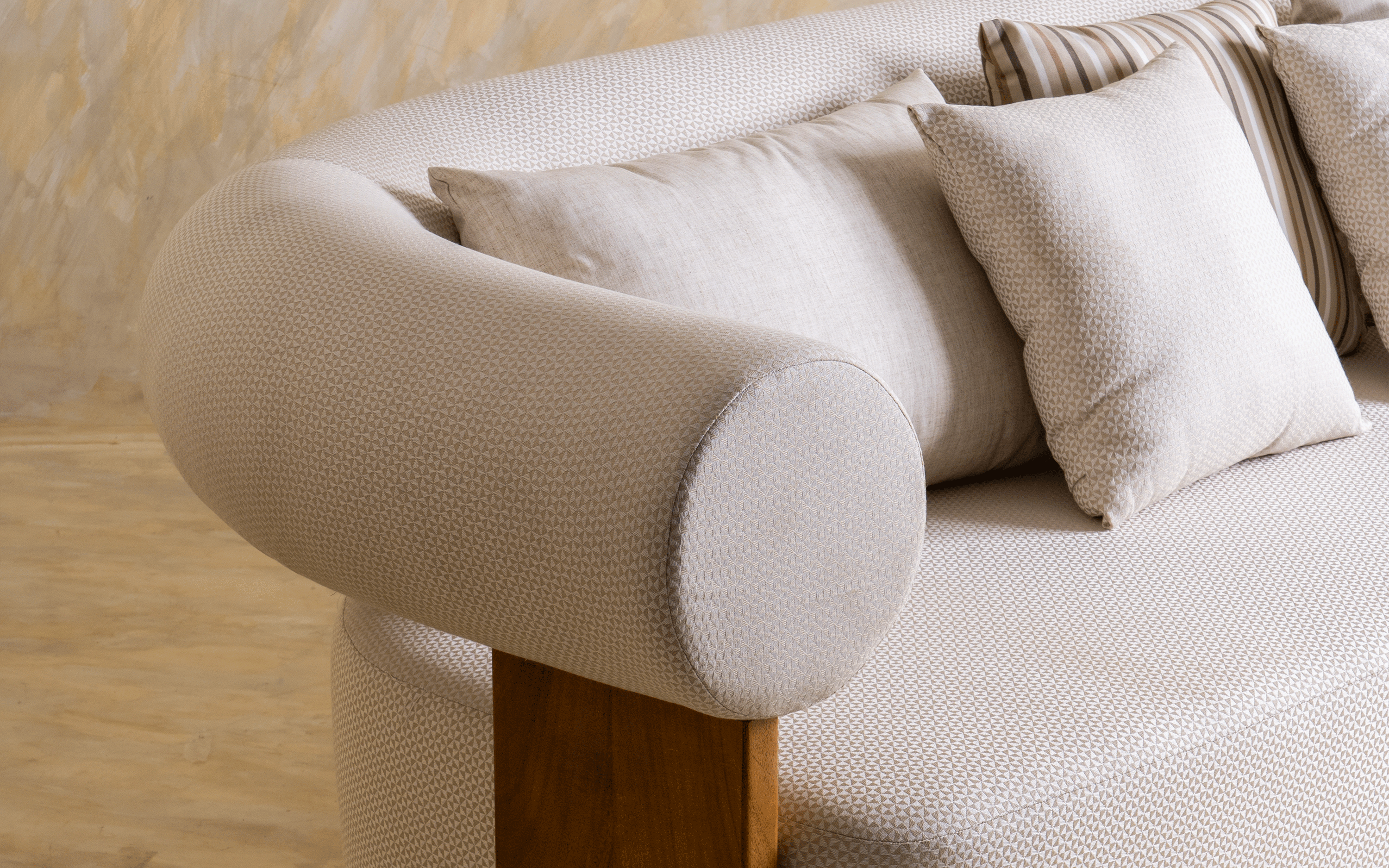 Solace Outdoor 3 Seater Sofa - Close shot - from left angle - Orange Tree