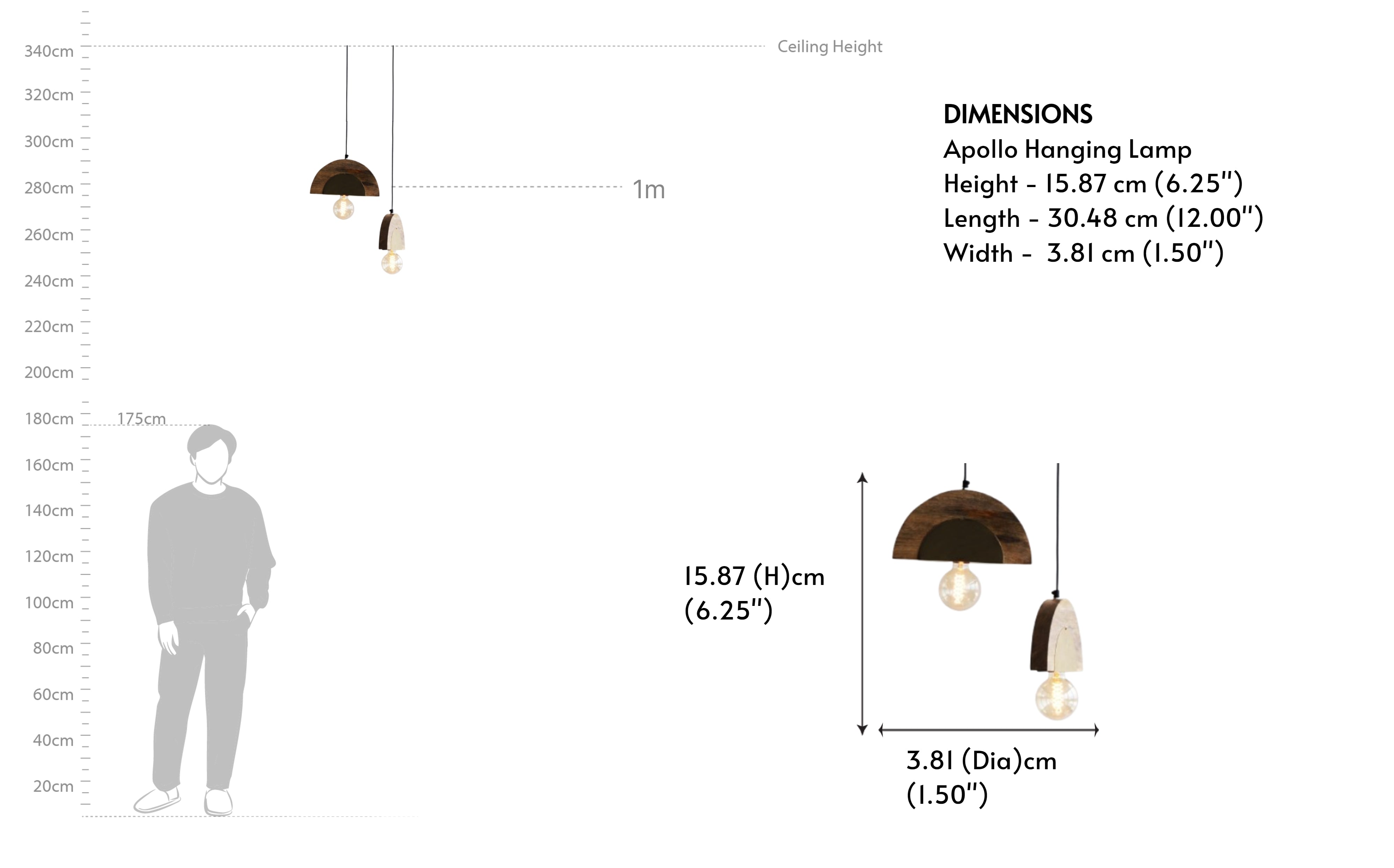 Buy Apollo Wooden Pendant Lamp | Filament Light - Close shot - from right angle - Orange Tree
