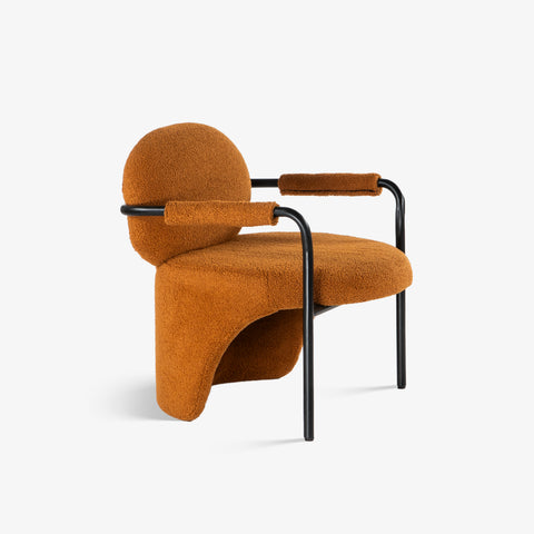 Side view of Arden lounge chair with metal frame