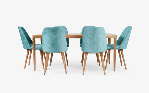 Buta Dining Table With 6 Chairs Sea Green