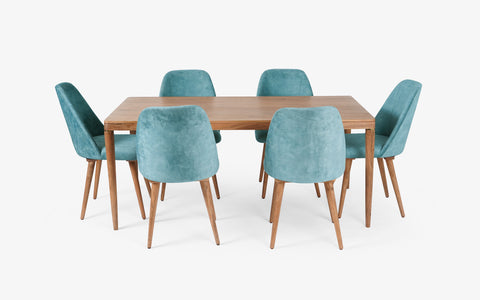 Buta Dining Table With 6 Chairs Sea Green