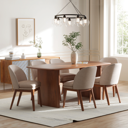 Anish Dining Table With 6 Wayane Chair without Arms