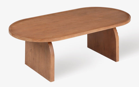 Curve Ribbed Wooden Coffee table- Orange Tree Home 