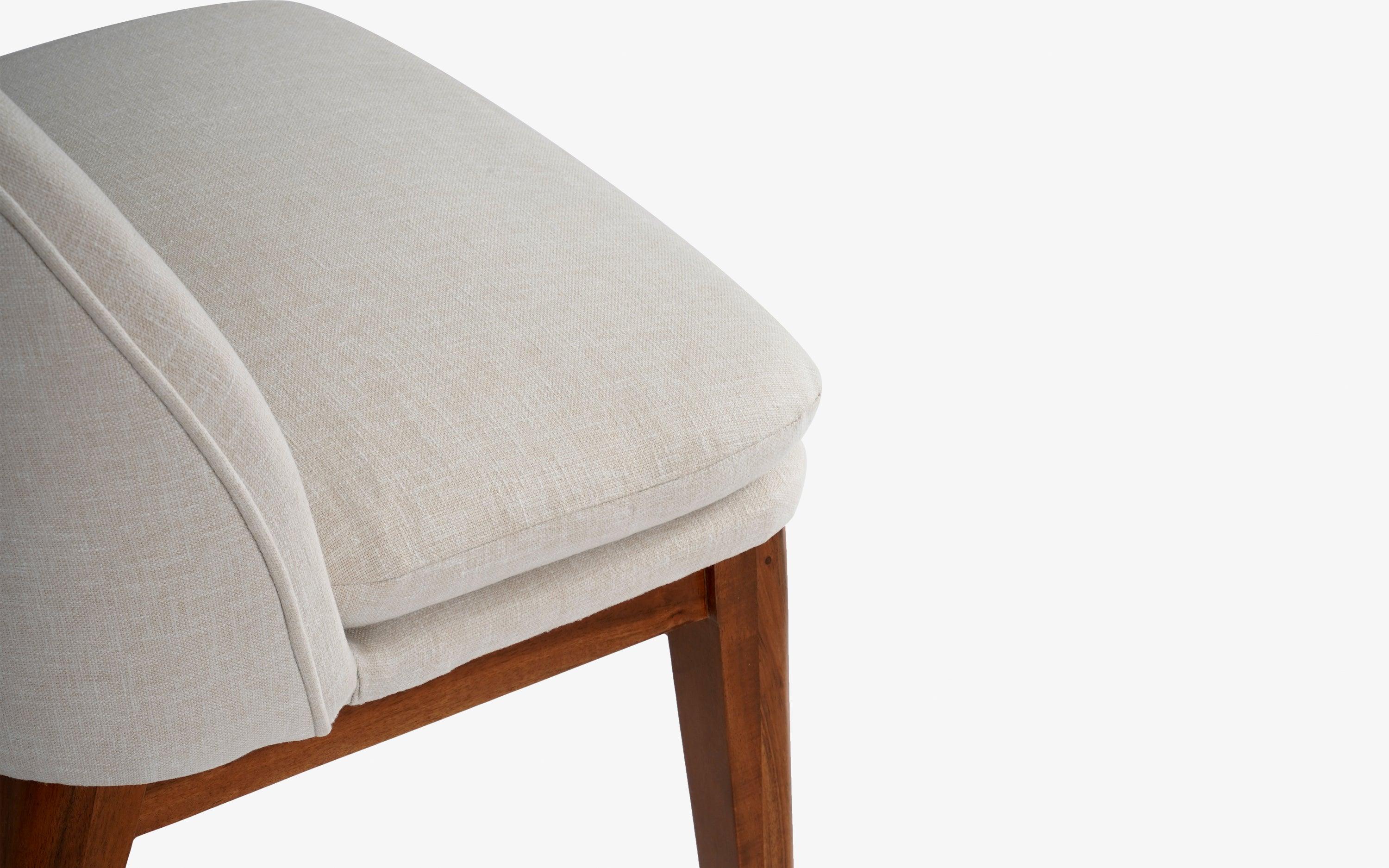 Wayane Upholstered Dining Chair with Walnut Wood Finish - with white background - Orange Tree