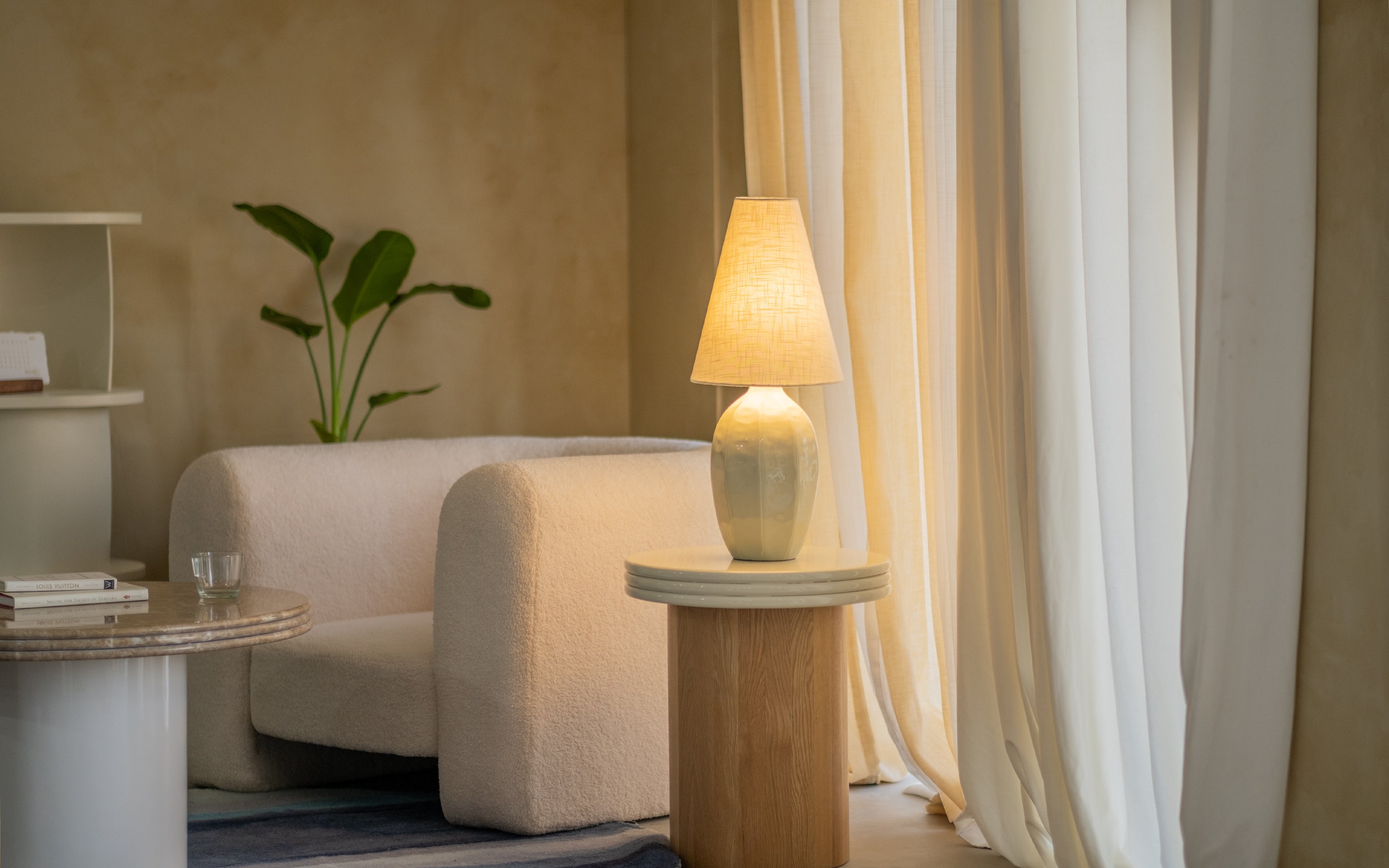 Taoza Vase Sage Green Table Lamp | Metal Base & Fabric Shade - Orange Tree