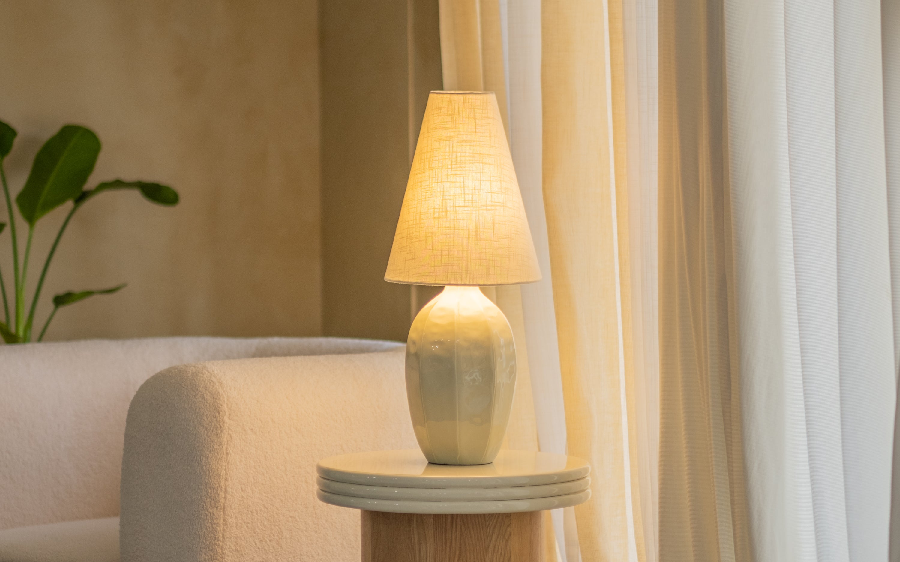 Taoza Vase Sage Green Table Lamp | Metal Base & Fabric Shade - Close shot - Orange Tree