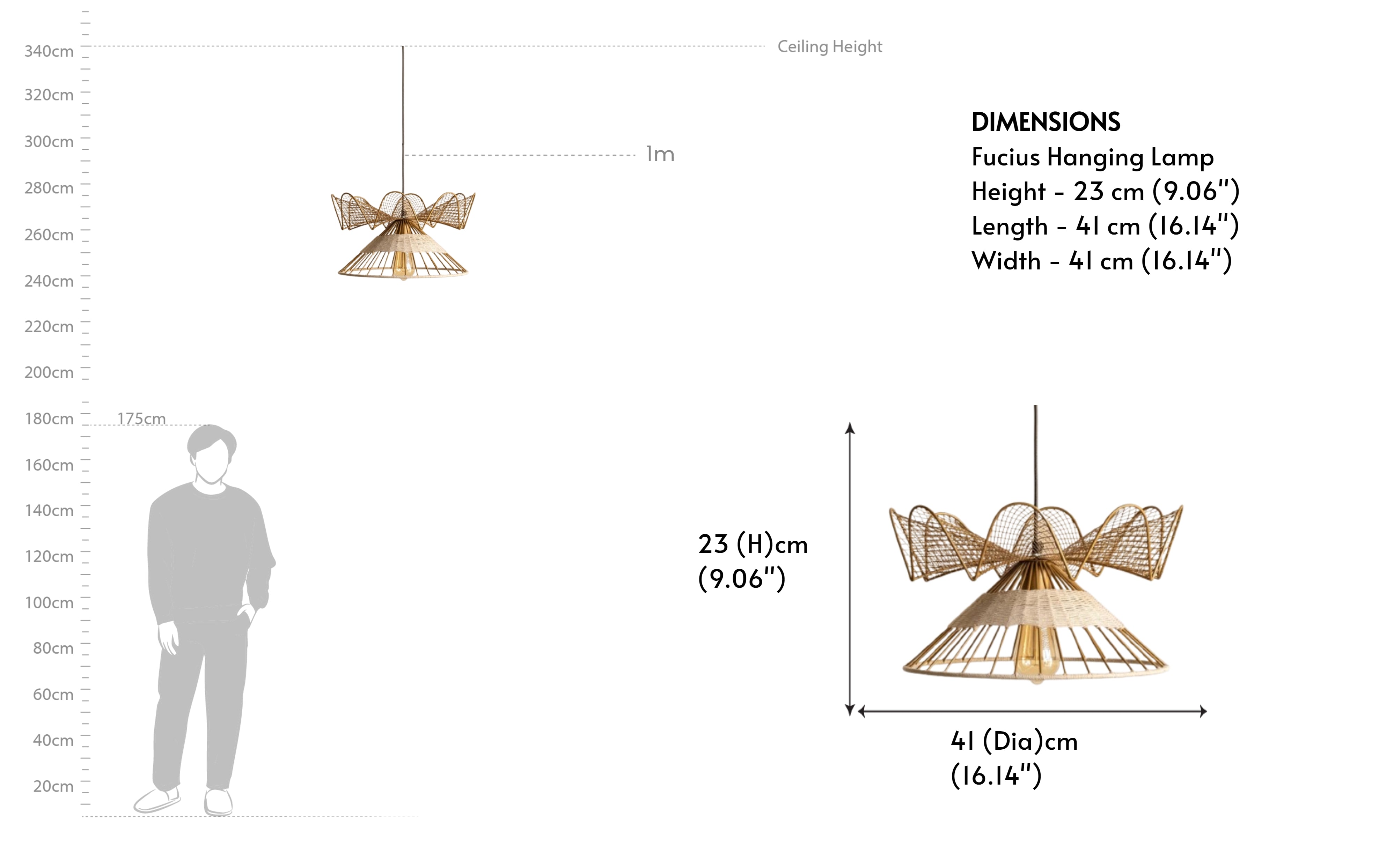 Buy Fucius Conical Metal Hanging Lamp - Close shot - from right angle - Orange Tree