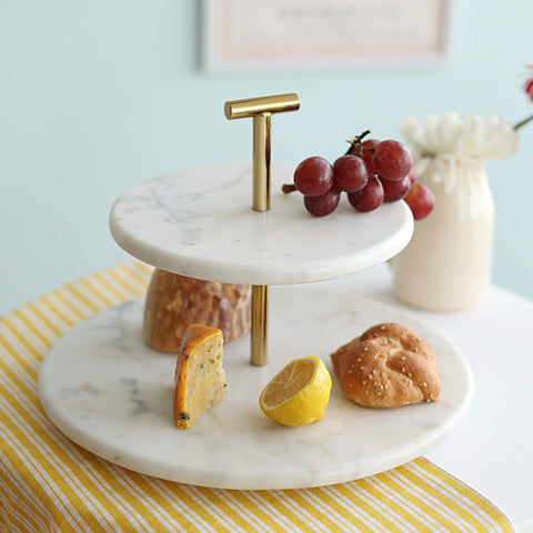 Damas 2-Tier Cake Stand Marble Metal
