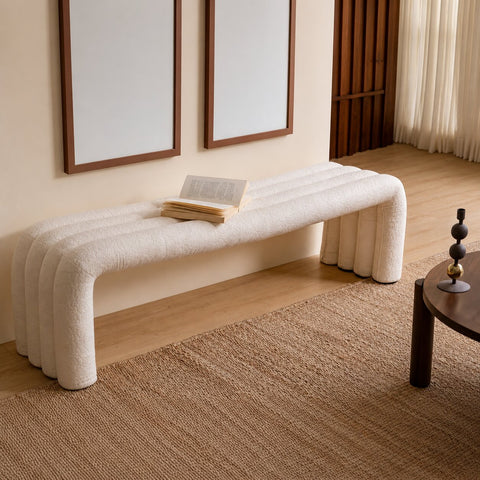 Kaba Curved Upholstered Bench