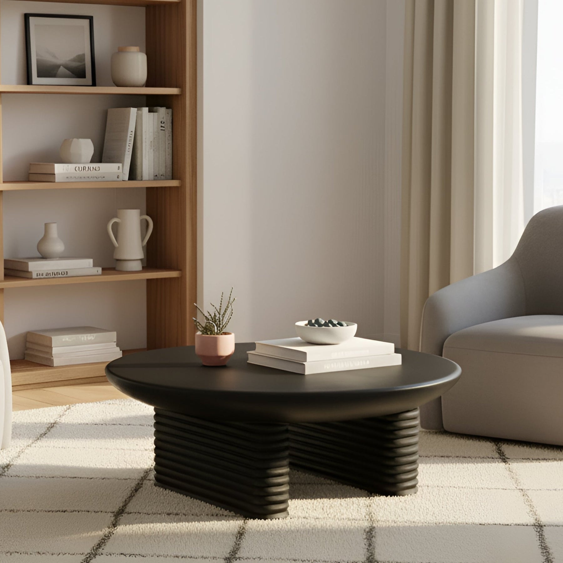 Ribbed Coffee Table Black