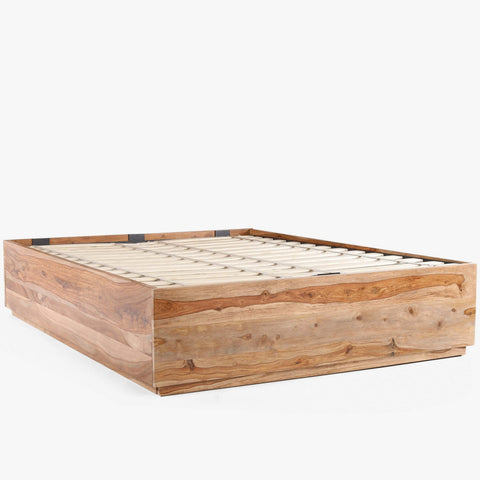 Sheesham Hydraulic Storage Queen Bed Base