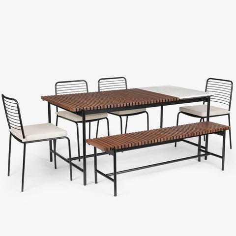 Covent Garden Outdoor Dining Table With 4 Chairs and Bench
