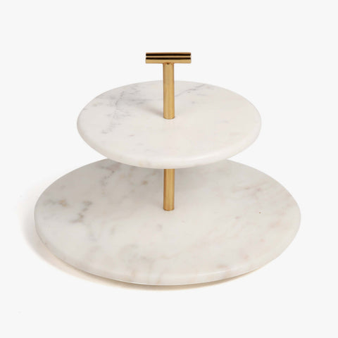 Damas 2-Tier Cake Stand Marble Metal
