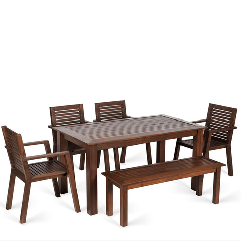 Alfresco Outdoor Dining Table With 4 Arm Chairs And Bench