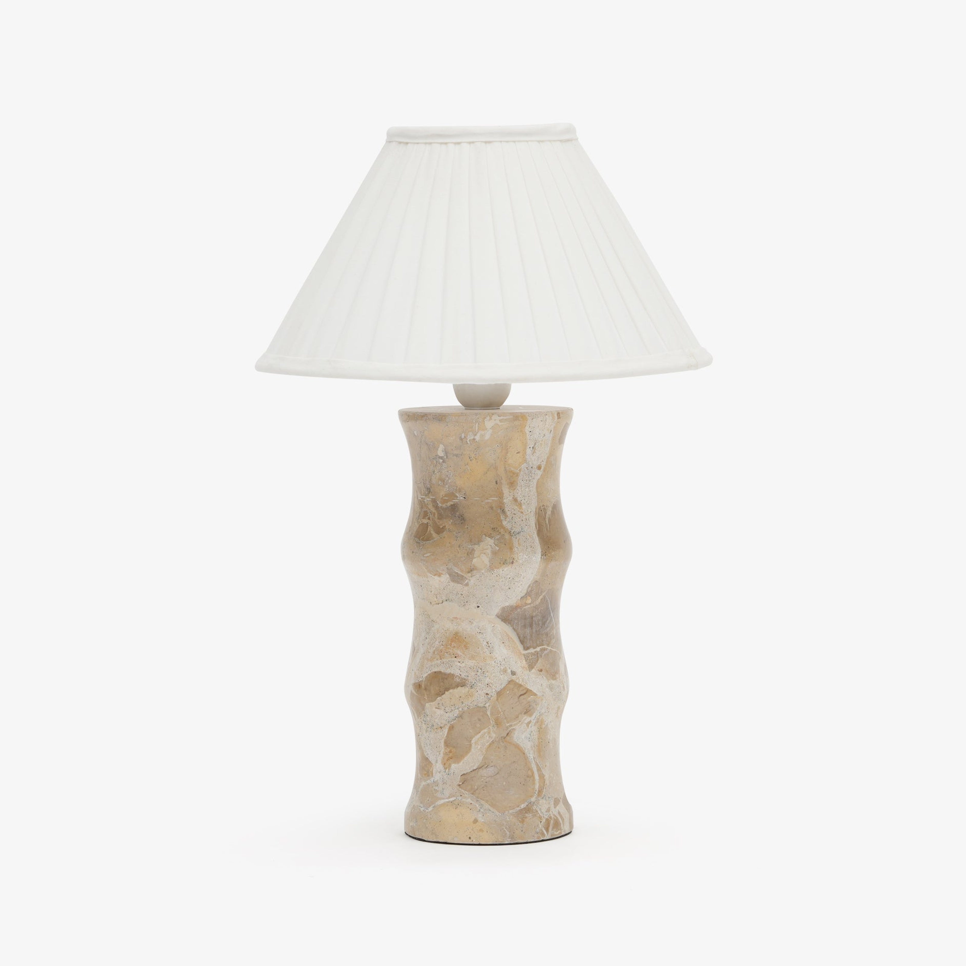 Halo Small Marble Table Lamp | Panther Marble & White Fabric