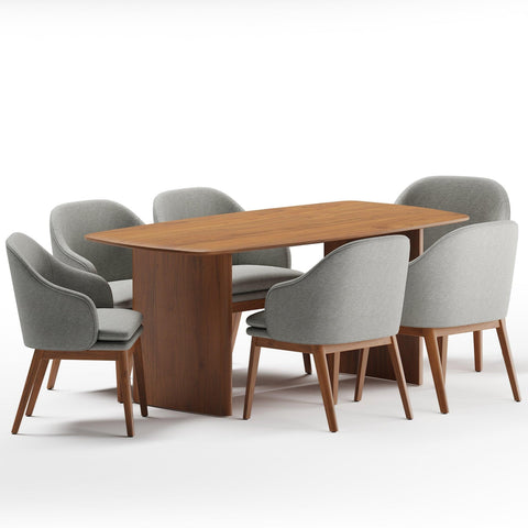 Anish Dining Table With 6 Wayane Chair With Arm
