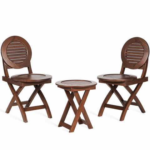 Alfresco Outdoor Folding Round Stool With 2 Folding Round Chairs