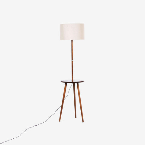 Mica Floor Lamp walnut ,wood and golden finish