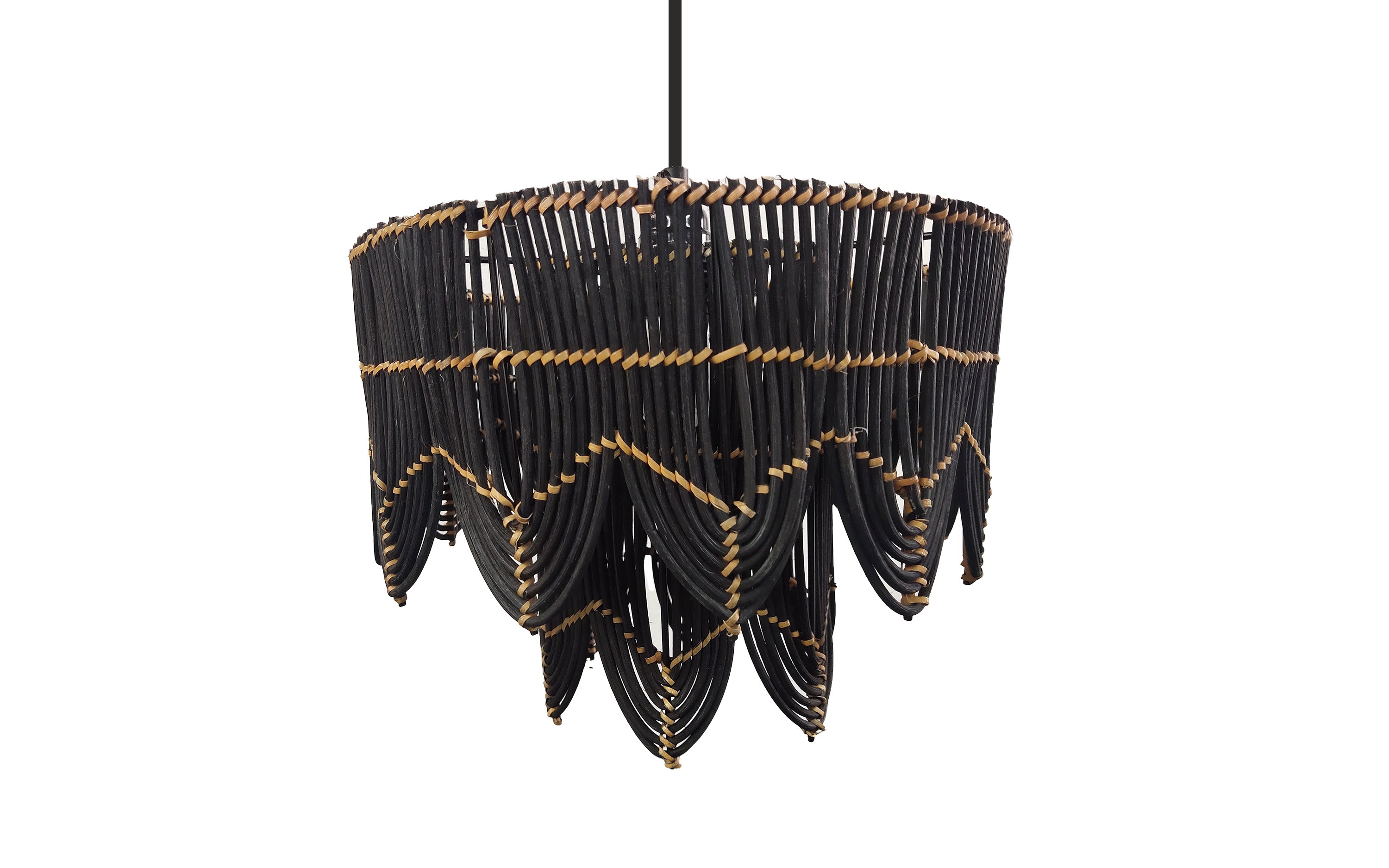 Arch Drum Decorative Black Cane Lamp for Living Room - Close shot - Orange Tree