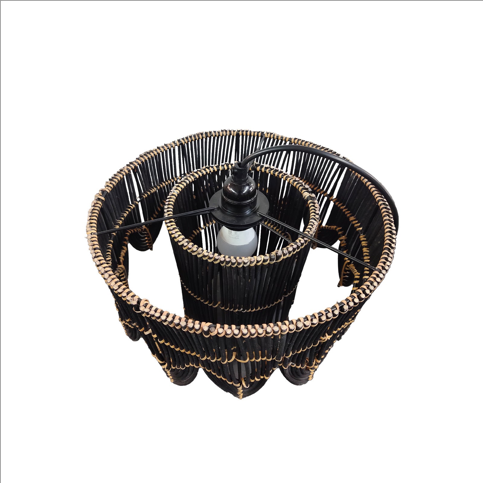 Arch Drum Decorative Black Cane Lamp for Living Room - Close shot - Orange Tree