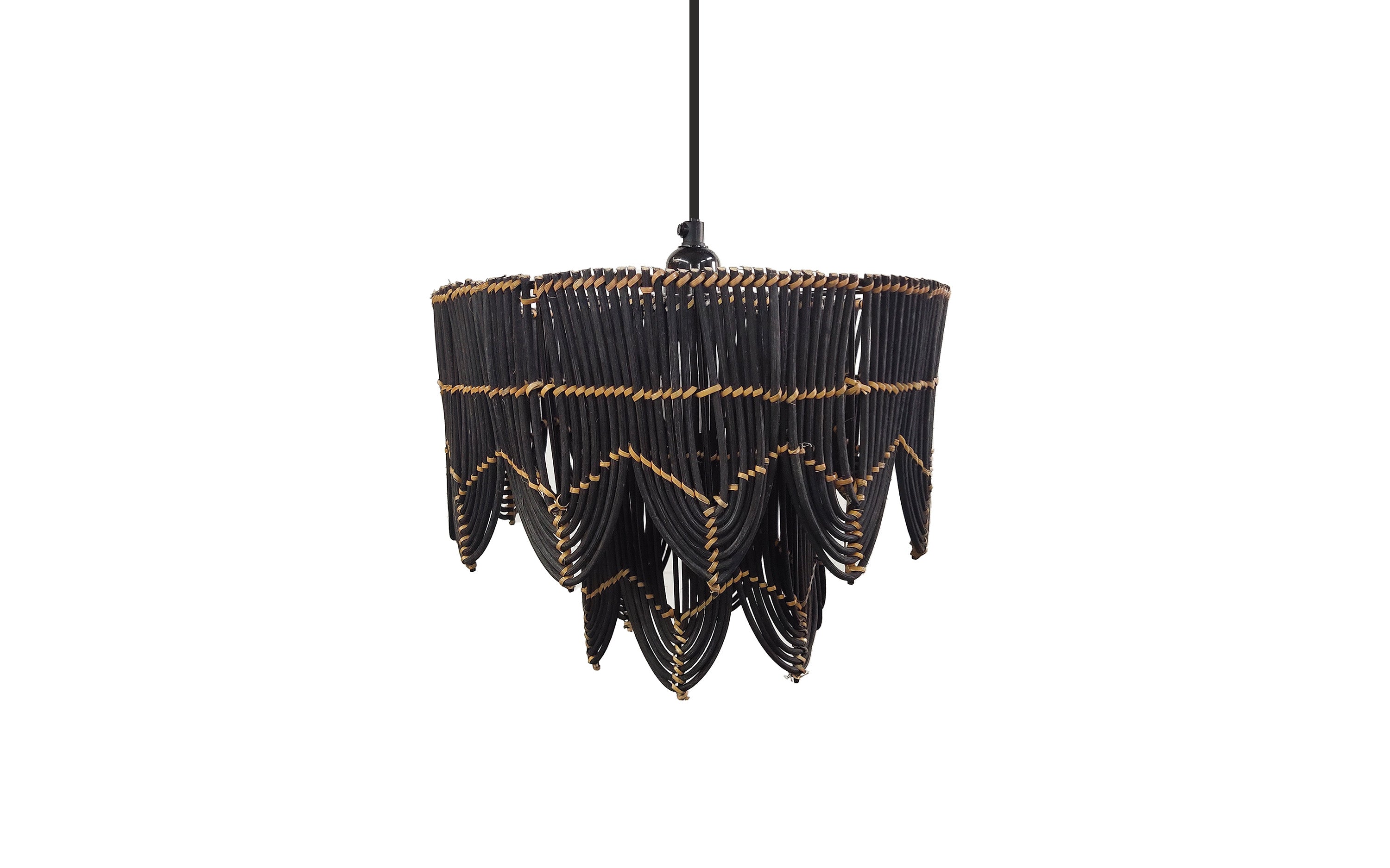 Arch Drum Decorative Black Cane Lamp for Living Room - Orange Tree