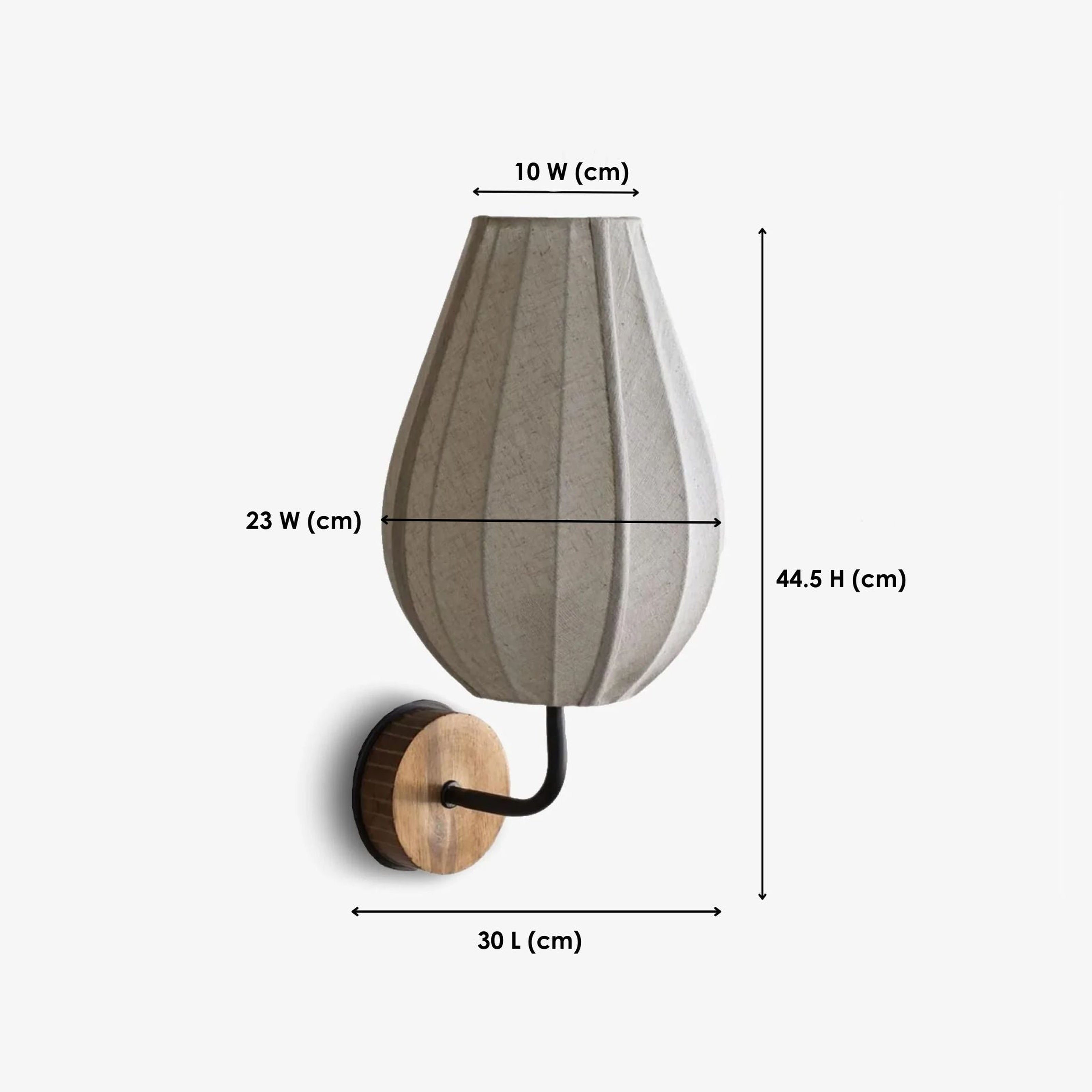 Bud Bedside Wall Lamp with black metal finish, walnut wood canopy, and natural linen shade.  
