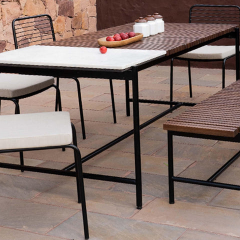 Covent Garden Outdoor Dining Table With 4 Chairs and Bench
