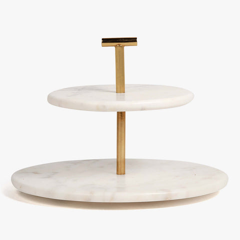 Damas 2-Tier Cake Stand Marble Metal