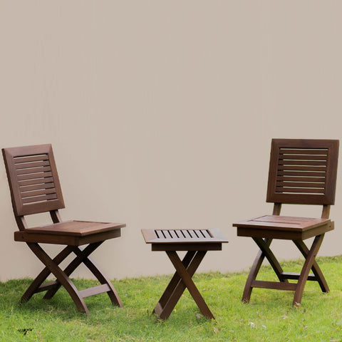 Alfresco Outdoor Folding Square Stool With 2 Square Chair