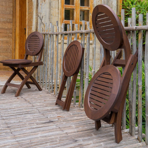 Alfresco Outdoor Folding Round Stool With 2 Folding Round Chairs