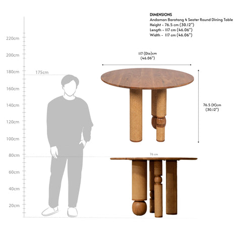 Andaman 4 Seater Round Dining Table Set