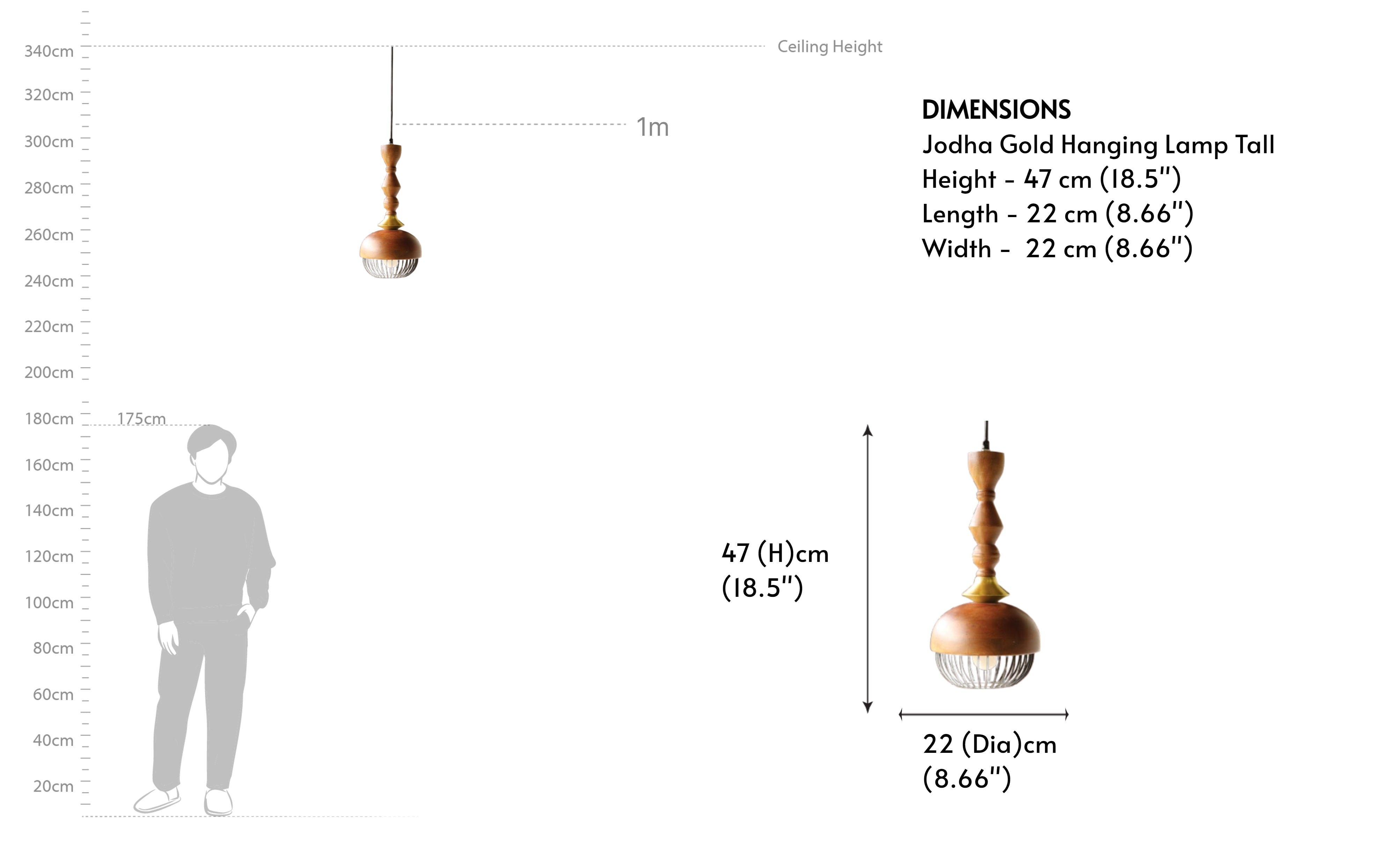 Buy Jodha Gold Wooden Pendant Light - Close shot - from right angle - Orange Tree