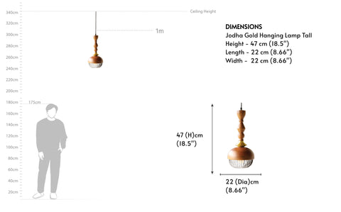 Jodha Gold Hanging Lamp Tall