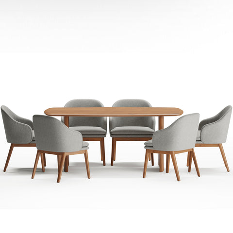 Anish Dining Table With 6 Wayane Chair With Arm