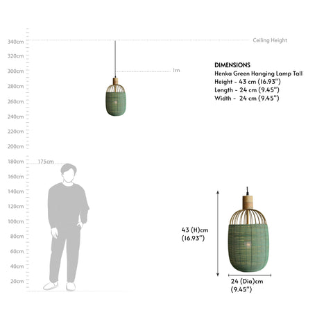 Henka Green Hanging Lamp Tall