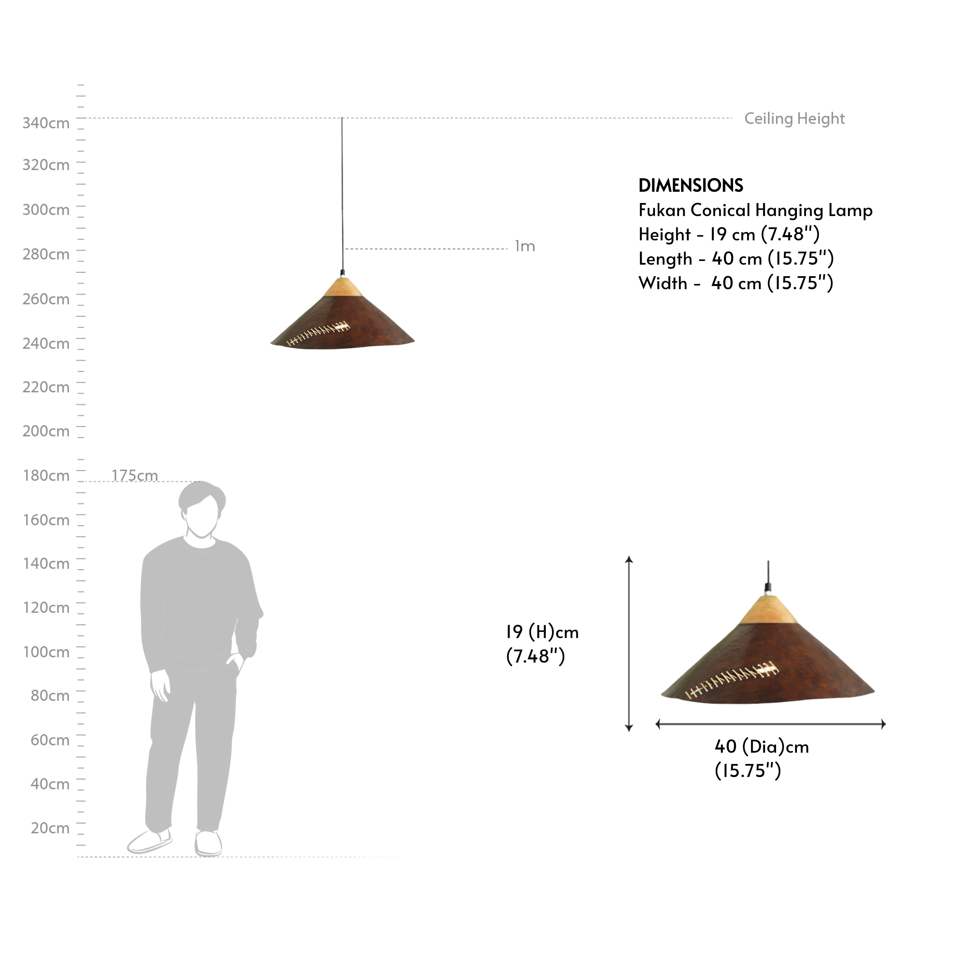 Fukan Conical Hanging Lamp - Orange Tree Home Pvt. Ltd.
