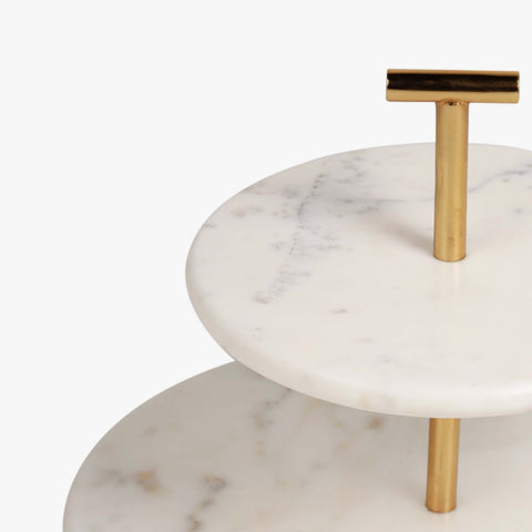 Damas 2-Tier Cake Stand Marble Metal