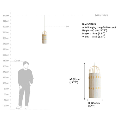 Antz Hanging Lamp Tall Mustard
