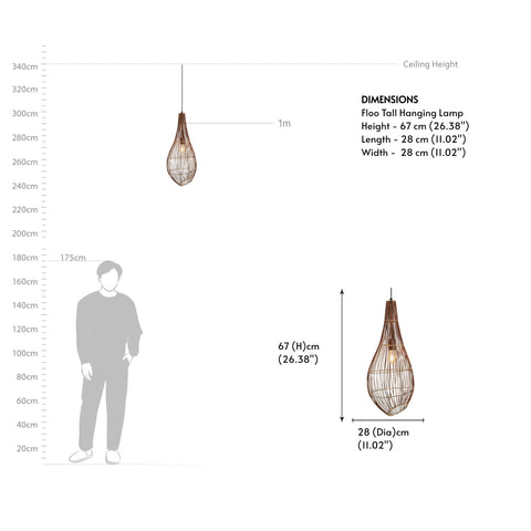Floo Tall Hanging Lamp - Orange Tree Home Pvt. Ltd.