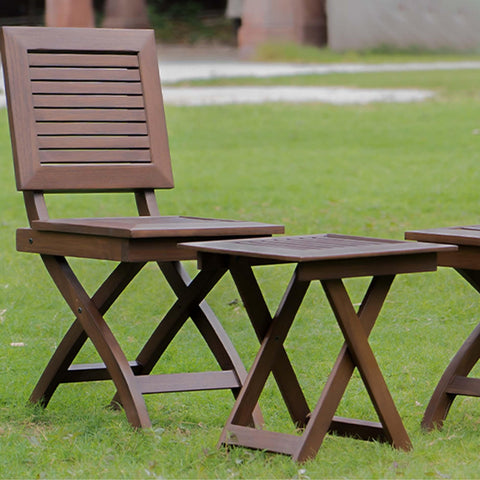 Alfresco Outdoor Folding Square Stool With 2 Square Chair
