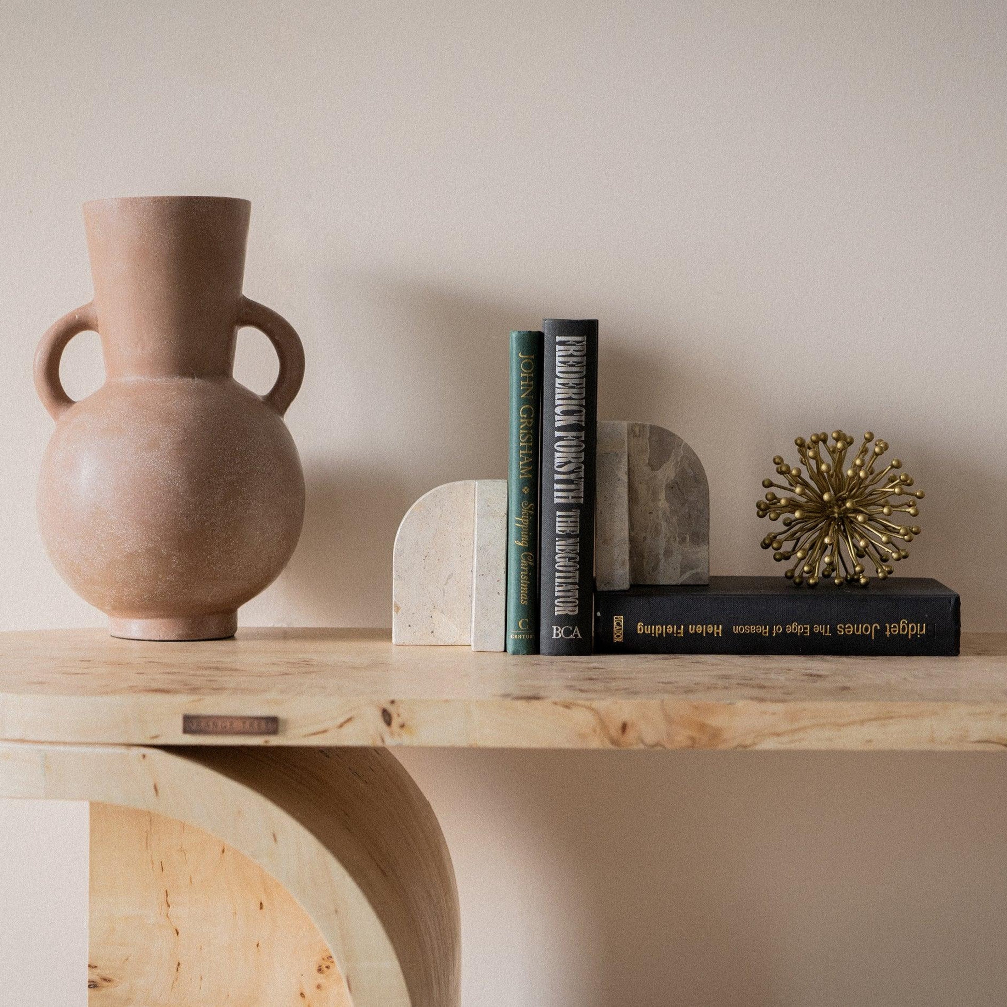 Arch Marble Book End in Panther Beige Stone Matte Finish