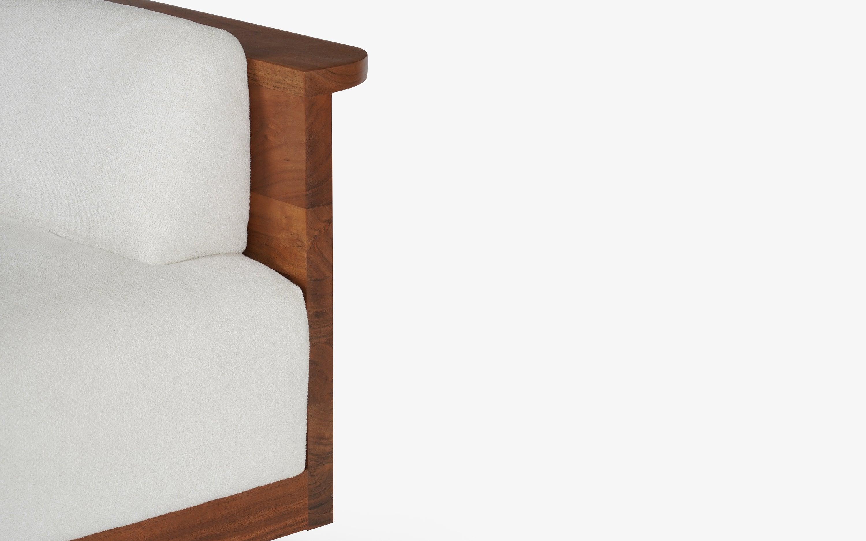 Douglas 3-Seater White Sofa with Solid Wood Base - with white background - Orange Tree