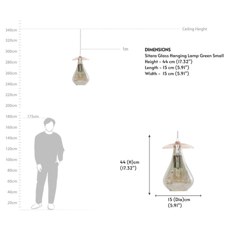 Sitara Glass Hanging Lamp Green Small