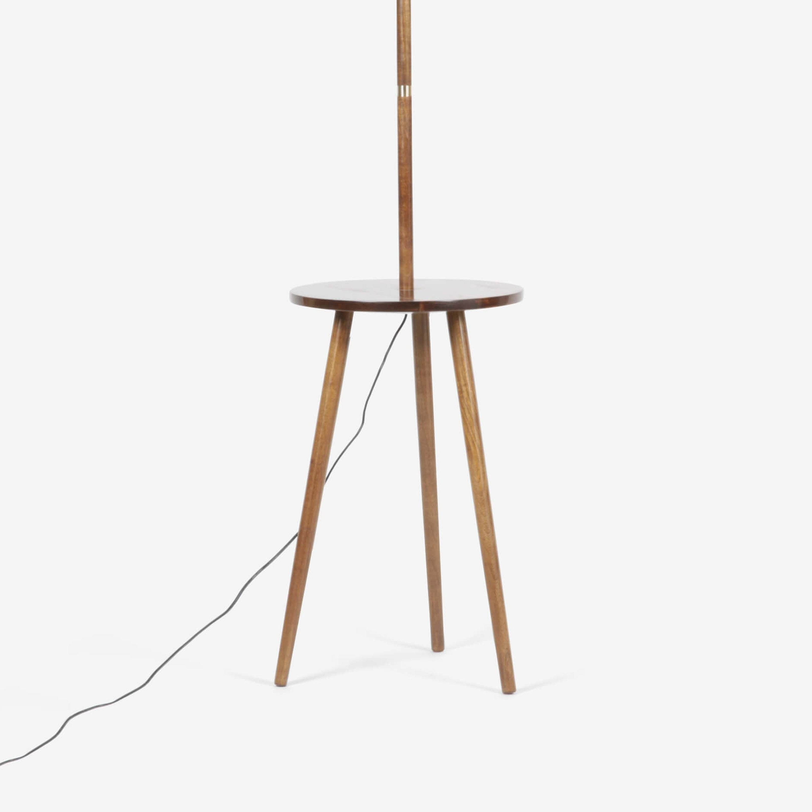 Mica Floor Lamp walnut ,wood and golden finish