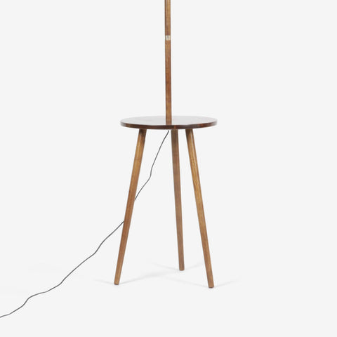 Mica Floor Lamp walnut ,wood and golden finish